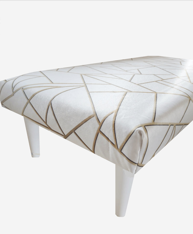 White Gold Stripes Footstool Pouffe Ottoman with White Legs 5 colours to choose