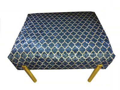 Navy Moroccan Velvet Footstool Pouffe Ottoman with Gold Legs