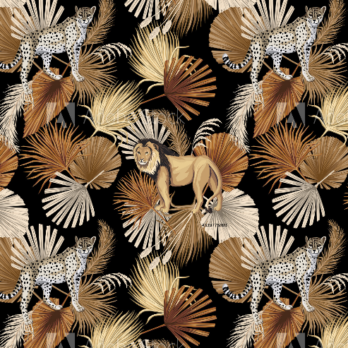 wild animals cotton furnishing fabric