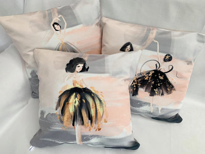 Ballerina Dancer Velvet Luxury Pillow Covers 45x45cm Zippered - MagnoliaFabric