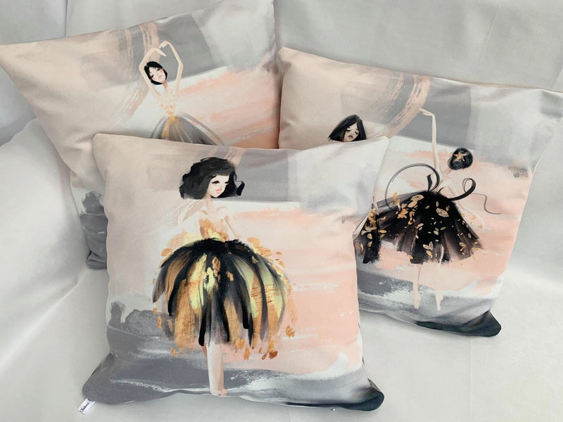 Ballerina Dancer Velvet Luxury Pillow Covers 45x45cm Zippered - MagnoliaFabric