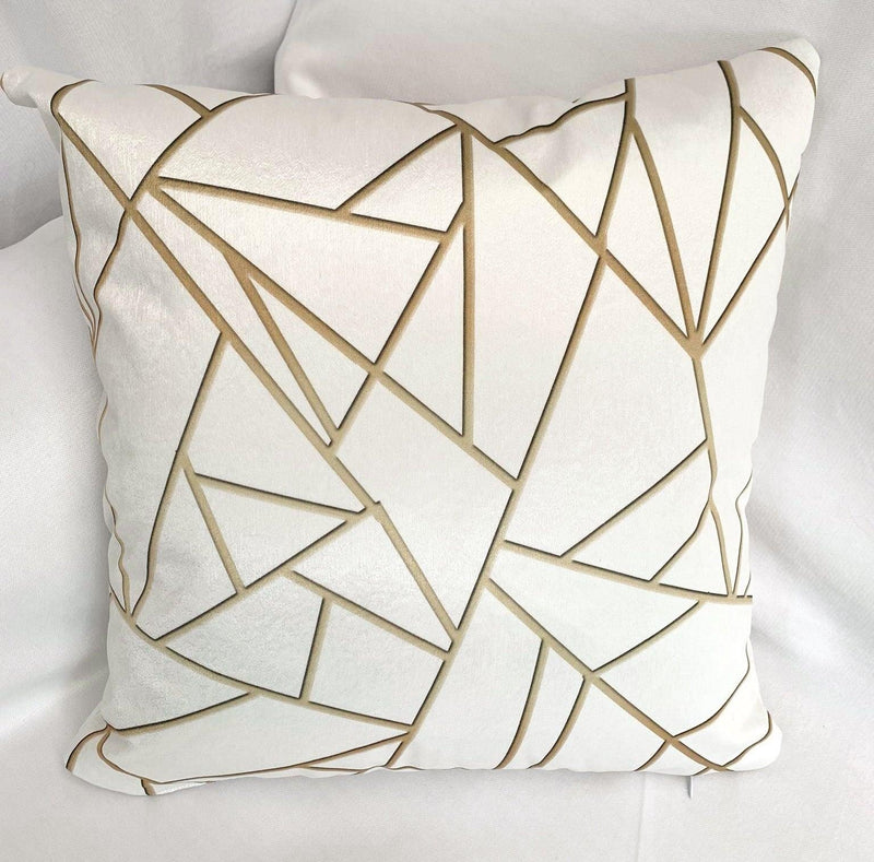 white gold stripes geometric cushion