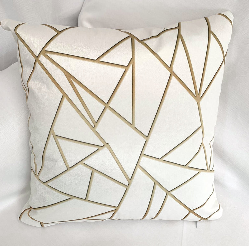 luxury geometric gold stripes white cushion