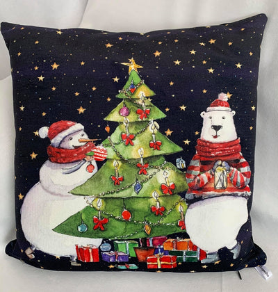 snowman winter christmas decorative cushion