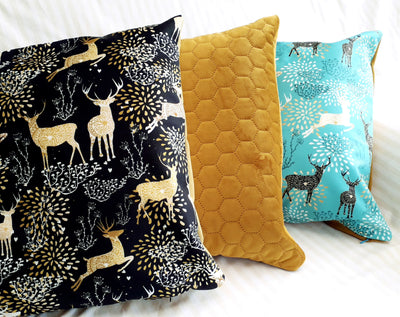 Black Yellow Deers Velvet Pillow Cover 40x40cm+ Zippered - MagnoliaFabric