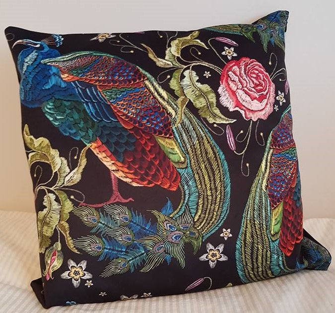 peacock rose velvet decorative cushion 45x45