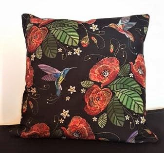 poppies velvet decorative cushion 18"