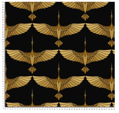 Gold Birds Ornament Crushed Velvet - MagnoliaFabric