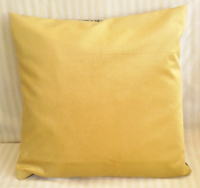 yellow velvet decorative cushion