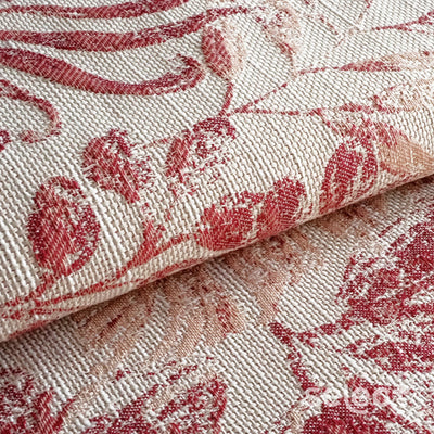 red floral linen upholstery fabric