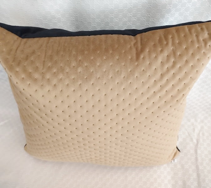 Luxury Camel Beige Quilted Dots Velvet Pillowcase 40x40cm+ Zippered - MagnoliaFabric