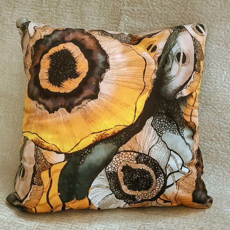 Yellow Poppies Velvet Cushion Cover 45x45cm+ - MagnoliaFabric