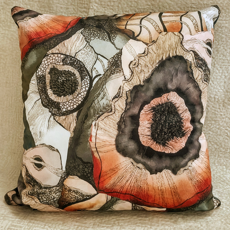 Red Poppies Velvet Cushion Cover 45x45cm+ - MagnoliaFabric