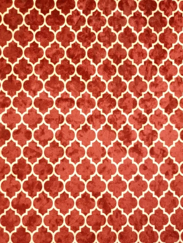 Red Moroccan Trellis Ornament Oriental Crushed Velvet - MagnoliaFabric