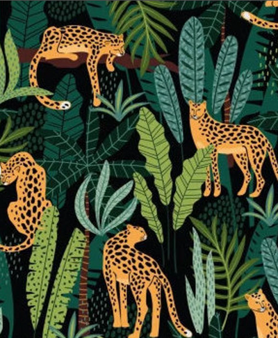 leopards tropical jungle cotton fabric