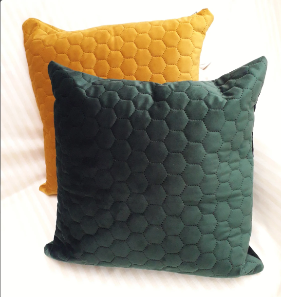 quilted honeycomb velvet decorative cushion 45x45