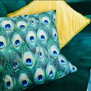 Peacock Feathers Decorative Cushion 40x40cm+ - MagnoliaFabric