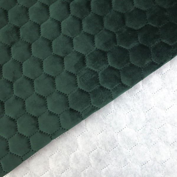 green honeycomb quilted furnishing fabric