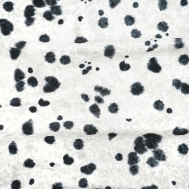 Ink Black Dots Crushed Velvet - MagnoliaFabric