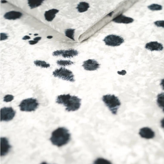 Ink Black Dots Crushed Velvet - MagnoliaFabric