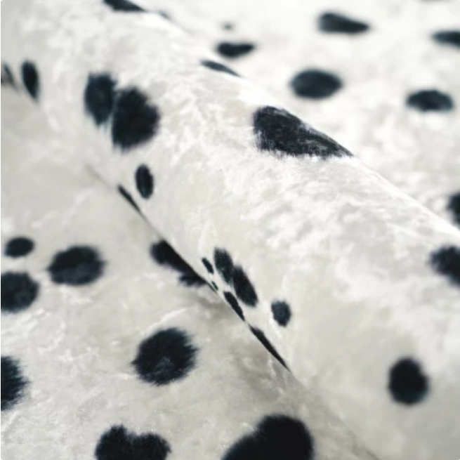 Ink Black Dots Crushed Velvet - MagnoliaFabric