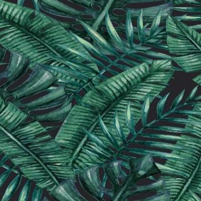 tropical green palm leaves velvet fabric