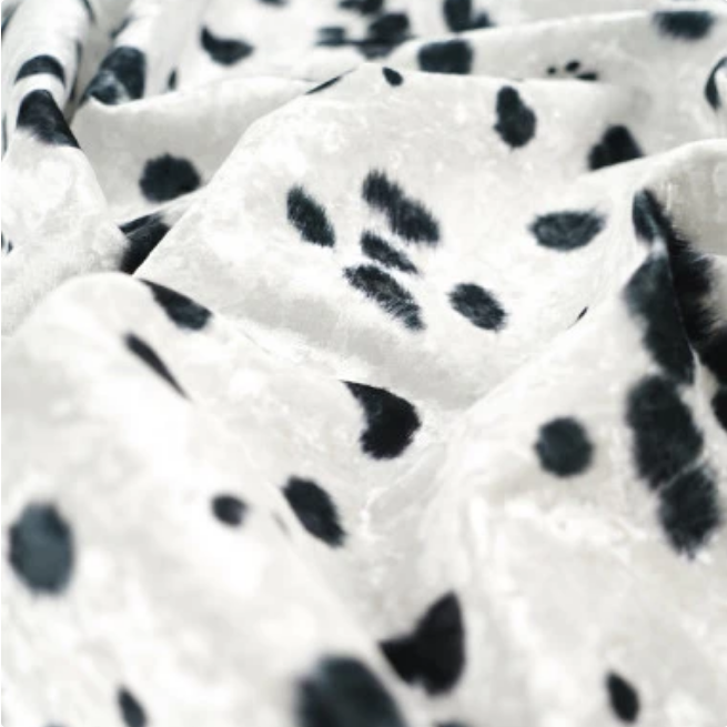 Ink Black Dots Crushed Velvet - MagnoliaFabric