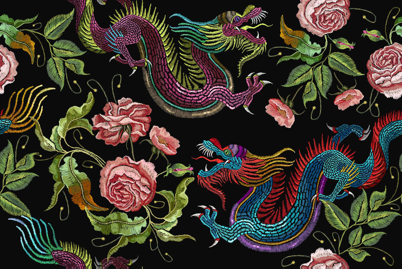 chinese dragons upholstery fabric