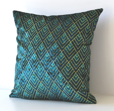 Bottle Green Geometric Art Deco Decorative Cushion 40x40cm+ - MagnoliaFabric