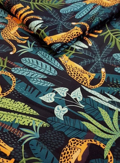 tropical forest wild animals velvet fabric