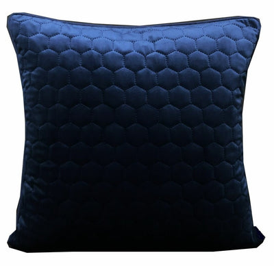 quilted navy velvet honeycomb decorative pillowcase