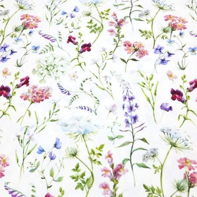 white meadow flowers fabric for curtains