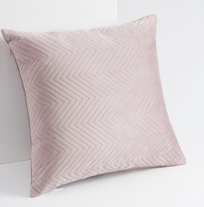 quilted zig zag pink velvet decorative cushion