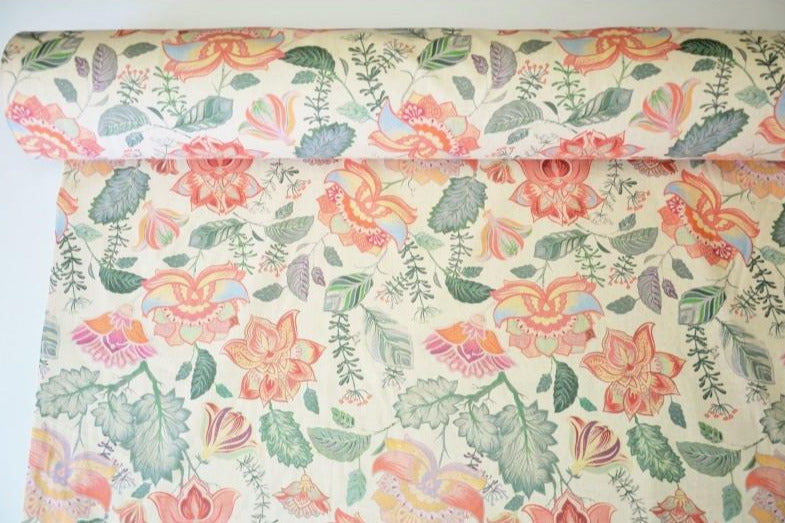 quirky flowers linen curtain fabric