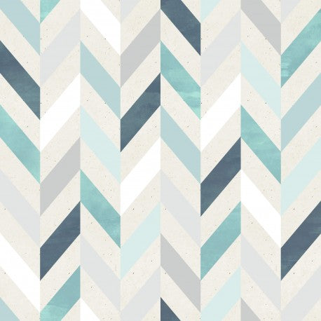 Blue Herringbone Cotton - MagnoliaFabric