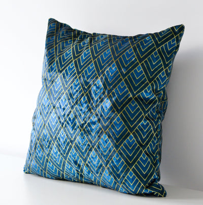 Navy Blue Geometric Art Deco Decorative Cushion 40x40cm+ - MagnoliaFabric