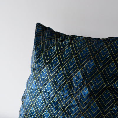 Navy Blue Geometric Art Deco Decorative Cushion 40x40cm+ - MagnoliaFabric