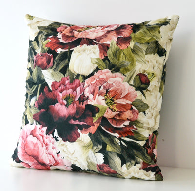 Peony Flowers Velvet Cushion Cover 45x45cm+ - MagnoliaFabric