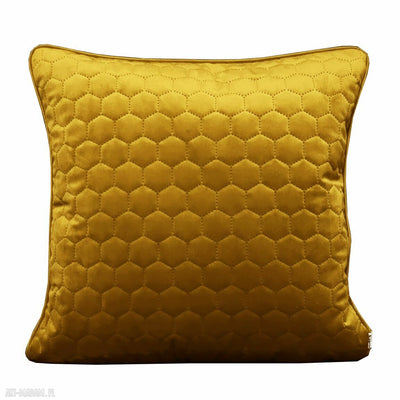 yellow honeycomb velvet decorative cushion 45x45