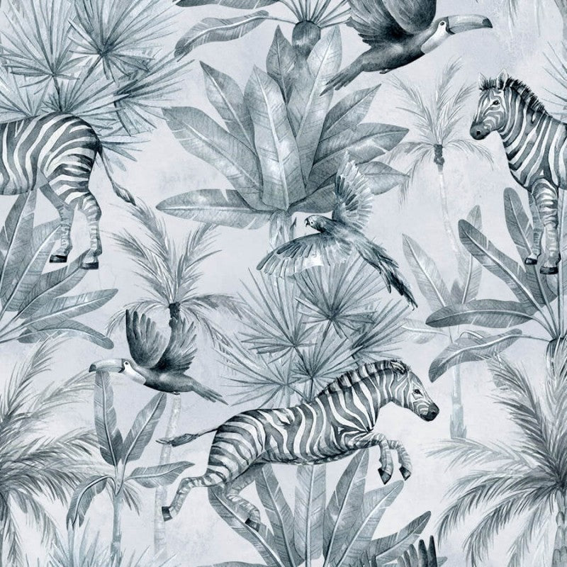 Silver Jungle Cotton - MagnoliaFabric