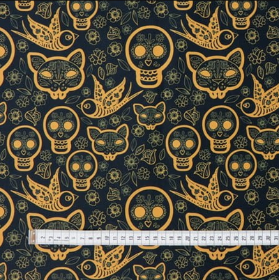 Orange Skulls - MagnoliaFabric