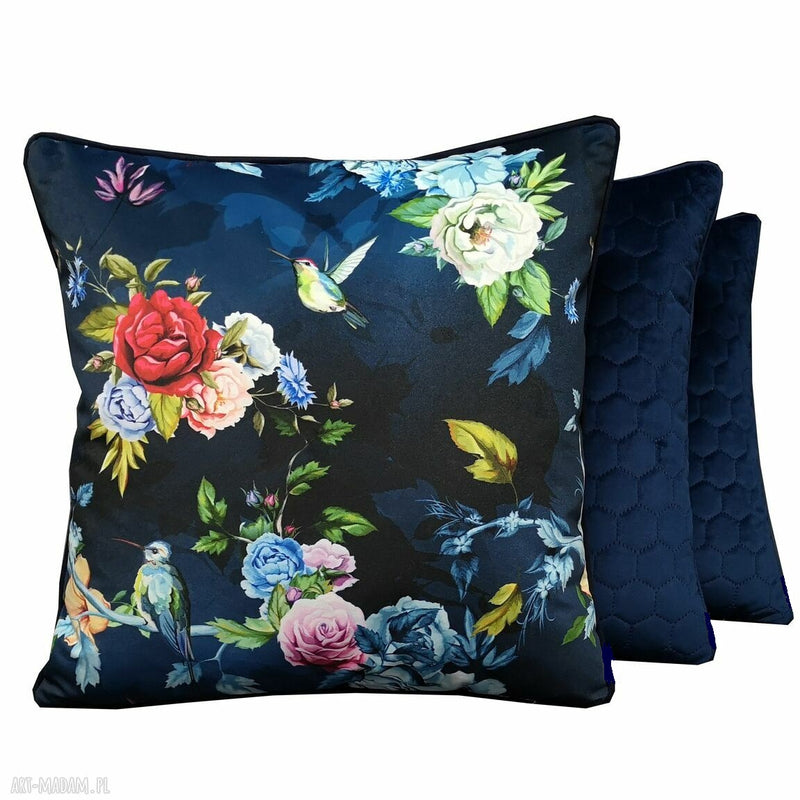 floral velvet decorative cushion 16"